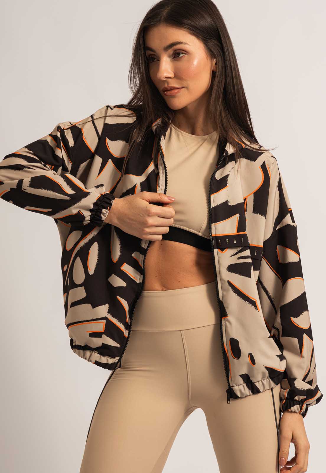 Conjunto Top longo+Legging+Jaqueta corta vento Magnetic