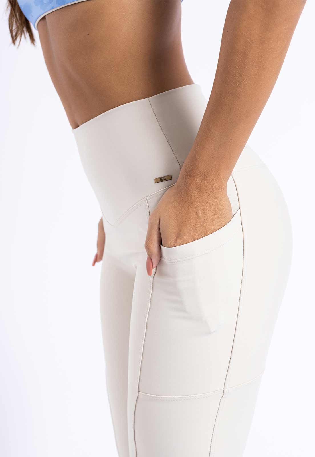 Legging Lisa Bege Luna com bolsos Sinergia