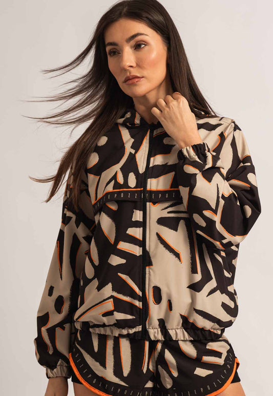 Jaqueta Corta Vento com capuz estampada Magnetic