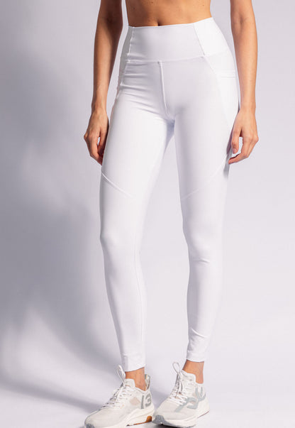 Legging branco cristal lisa com bolsos Urbane