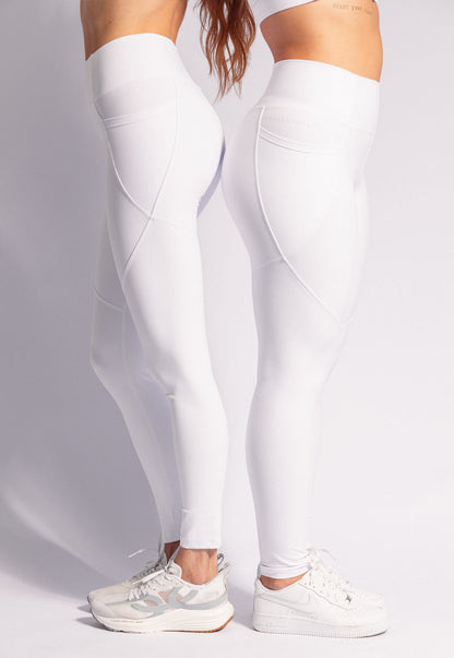 Legging branco cristal lisa com bolsos Urbane