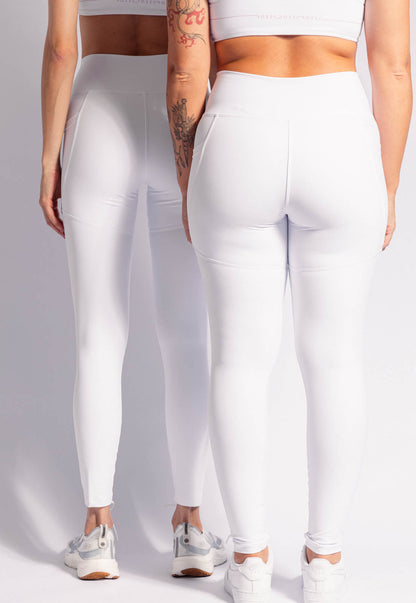 Legging branco cristal lisa com bolsos Urbane