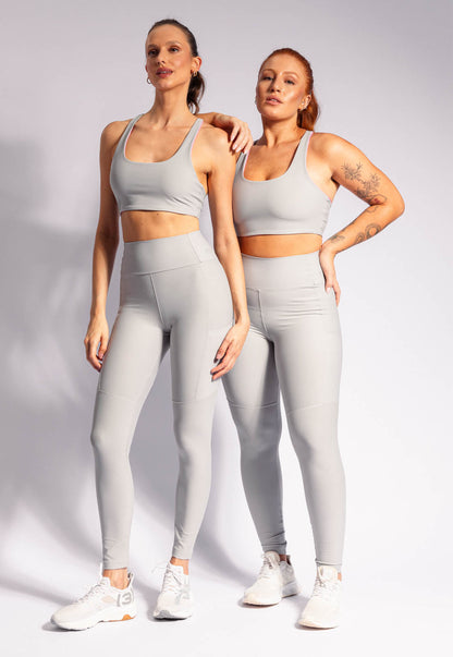 Legging cinza granito lisa com bolsos Urbane