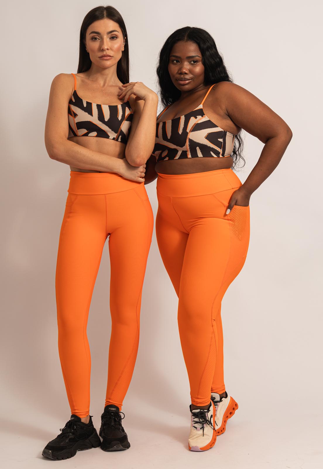 Legging lisa laranja magnético com bolsos Magnetic