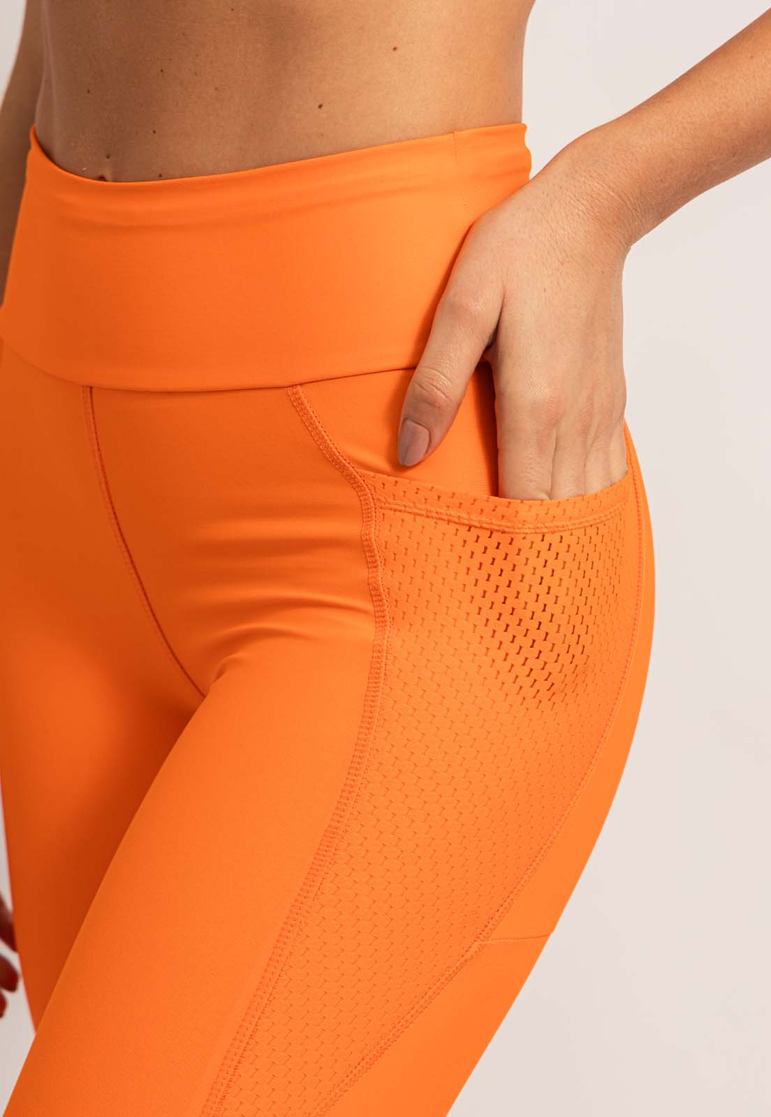 Legging lisa laranja magnético com bolsos Magnetic