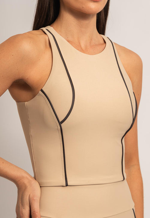 Top longo liso bege árido com vivo Magnetic