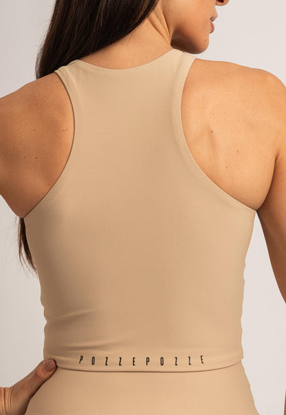 Top longo liso bege árido com vivo Magnetic