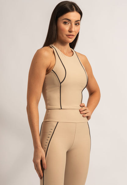 Top longo liso bege árido com vivo Magnetic